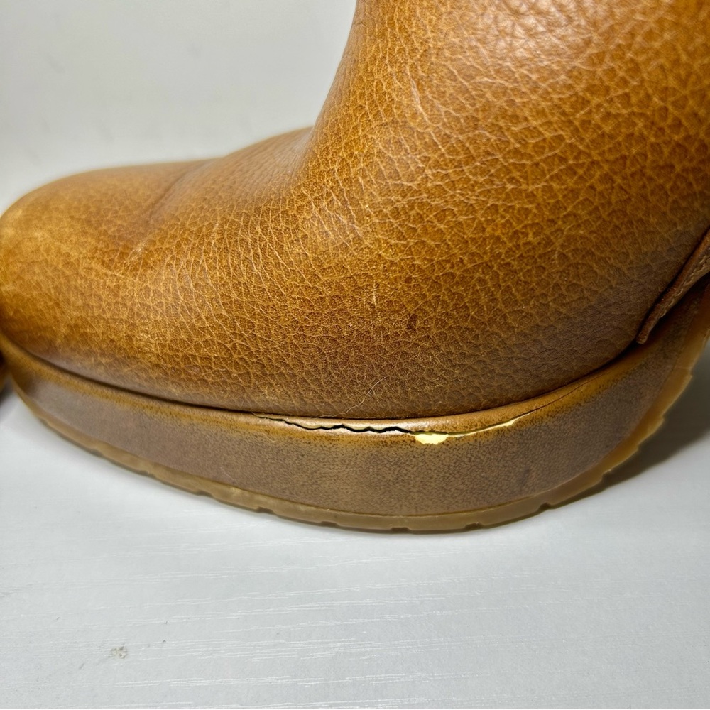 Vintage Tommy Hilfiger 90’s Platform Heel Tan Brown Leather Boots Size 9 - Picture 15 of 16